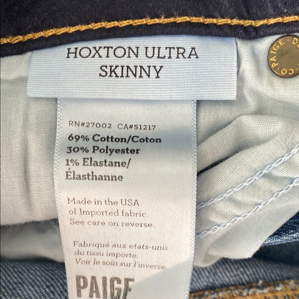 PAIGE Blue Skinny Jeans with Distressed Details - Picture 5 of 9